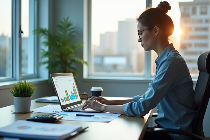 Analyste financier au bureau analyse des graphiques
