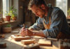 Apprenti assemble une étagère en bois à la maison