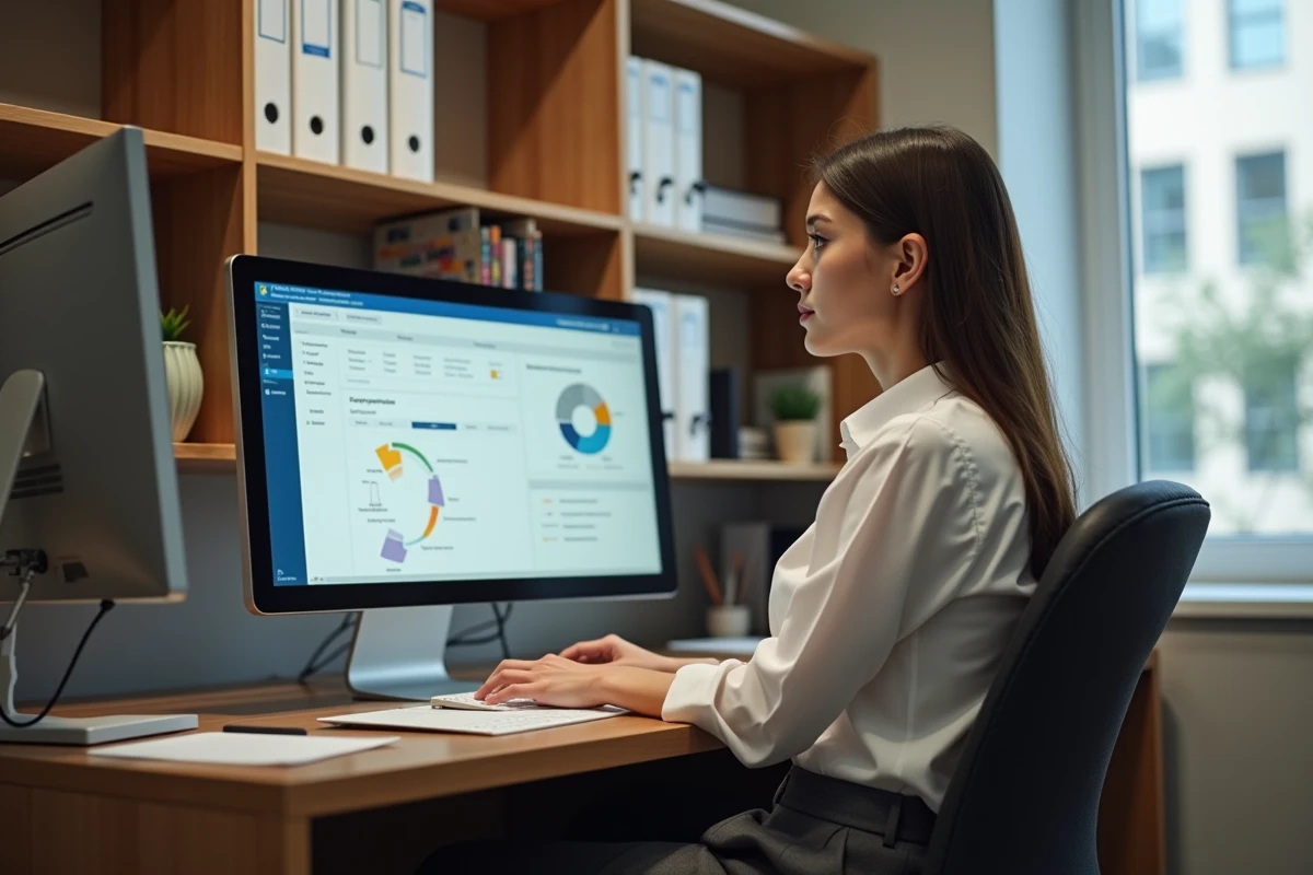 Jeune coordinatrice informatique travaillant à son bureau