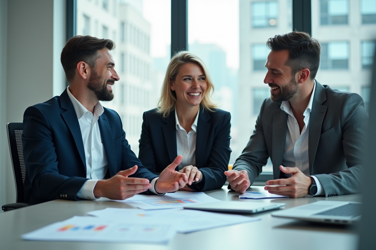 Groupe de professionnels en discussion d équipe
