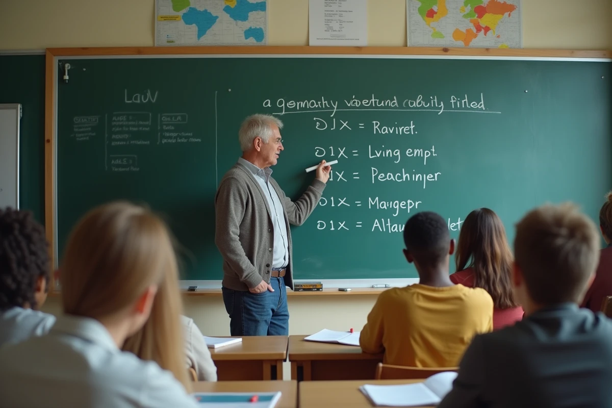 Professeur expliquant les articles allemands en classe