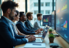 Groupe de consultants dans un bureau moderne collaborant