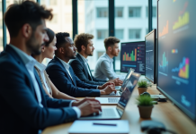 Groupe de consultants dans un bureau moderne collaborant