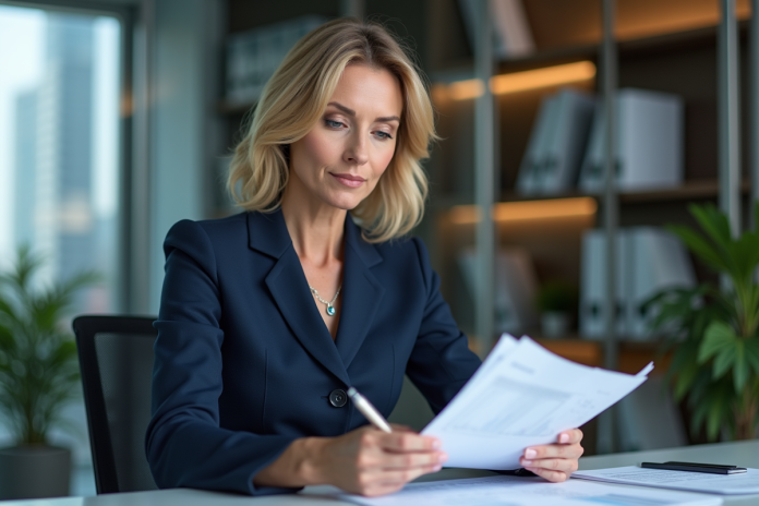 Femme d'affaires confiante dans un bureau moderne