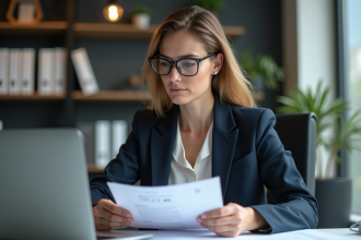 Femme d affaires en réunion de gestion financière