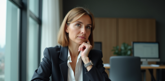 Influence prise de décision : facteurs clés et impact décisif sur les choix Femme d affaires en bureau moderne avec dossiers