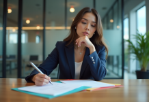 Décision : les quatre éléments clés à connaître pour choisir efficacement Femme en blazer regardant des dossiers colorés au bureau