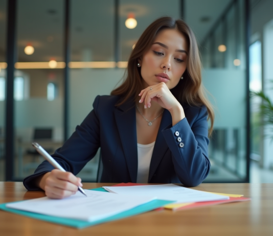 Décision : les quatre éléments clés à connaître pour choisir efficacement Femme en blazer regardant des dossiers colorés au bureau