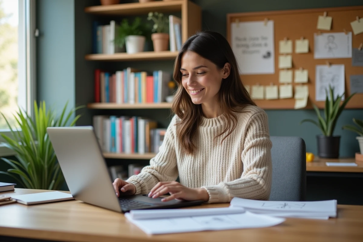 Femme créant un design dans un bureau créatif