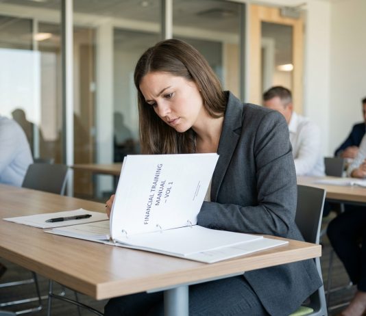 Les formations pour devenir conseiller bancaire de proximité Jeune femme en costume d'affaires lors d'une formation financière