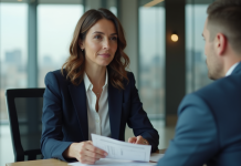 Évolution professionnelle : conseils pour en parler efficacement ! Femme professionnelle en réunion de travail