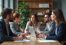 Développer les compétences : 7 astuces pour favoriser la croissance professionnelle ! Groupe de professionnels en atelier interactif en bureau moderne