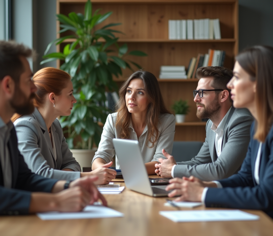 Développer les compétences : 7 astuces pour favoriser la croissance professionnelle ! Groupe de professionnels en atelier interactif en bureau moderne