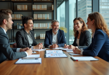 Théorie Rensis Likert : définition, caractéristiques et applications en gestion Groupe de professionnels en réunion de travail