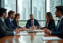 Compétences de communication efficaces : maîtrisez ces 7 clés pour réussir ! Groupe de professionnels en réunion dans un bureau moderne