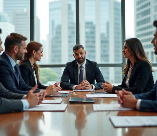 Compétences de communication efficaces : maîtrisez ces 7 clés pour réussir ! Groupe de professionnels en réunion dans un bureau moderne