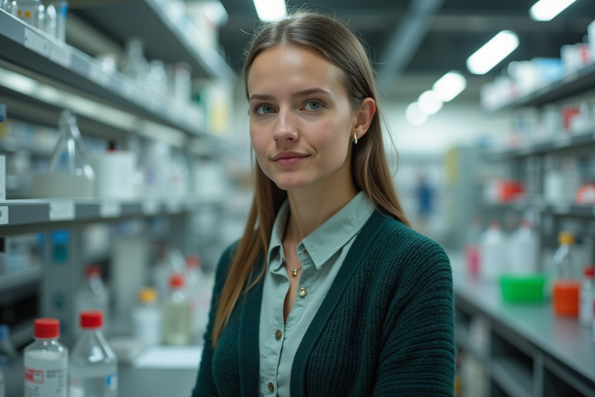 Jeune femme scientifique dans un laboratoire