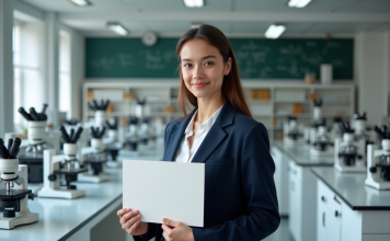 Diplômé ? Expert en sciences dans quel domaine ? Découvrez ici Jeune femme scientifique avec certificat dans un laboratoire moderne