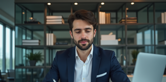 Analyste financier : quel diplôme choisir pour se démarquer dans le secteur financier ? Jeune homme d'affaires en costume dans un bureau moderne