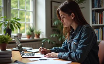 Rédiger une critique de qualité: les étapes essentielles à suivre Personne travaillant à un bureau avec ordinateur et notes