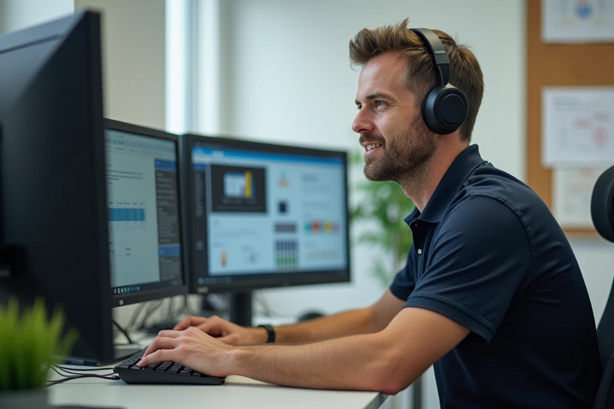 Technicien informatique universitaire aidant un étudiant à résoudre un problème de connexion à l'ENT de Lille au bureau d'assistance